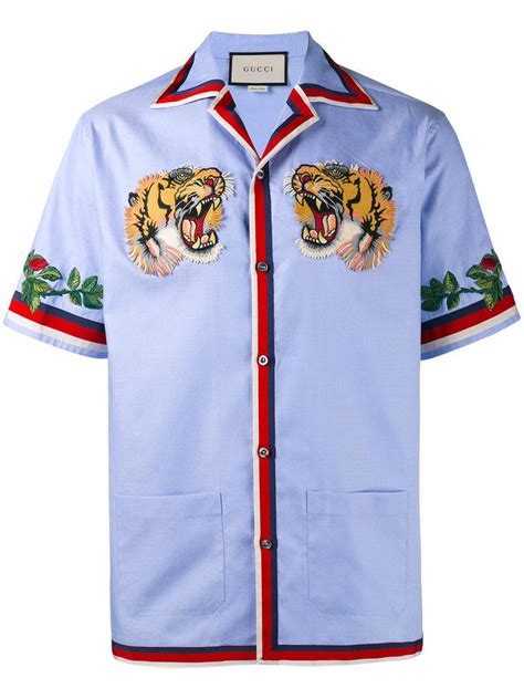 gucci tiger bowling shirt|white gucci shirts for men.